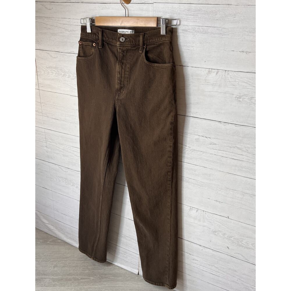 Abercrombie & Fitch Jeans Womens SZ 26/2R Brown The 90s Straight Ultra Rise - Picture 5 of 12